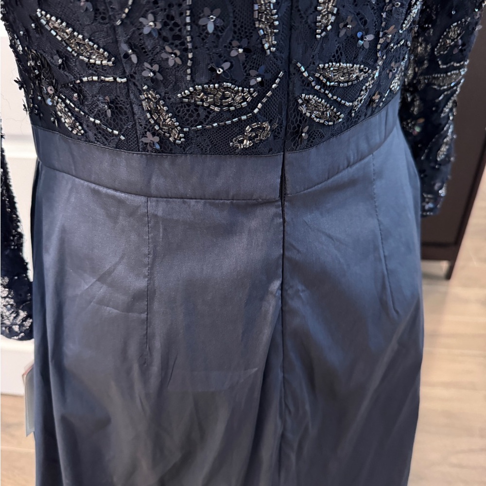 Oleg Cassini Navy Long Sleeve Dress - Picture 3 of 8